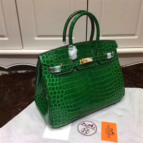 hermes green crocodile bag.